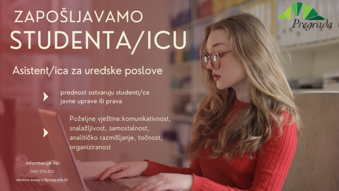 Zapošljavamo studenta/icu za obavljanje administrativnih poslova | Grad ...